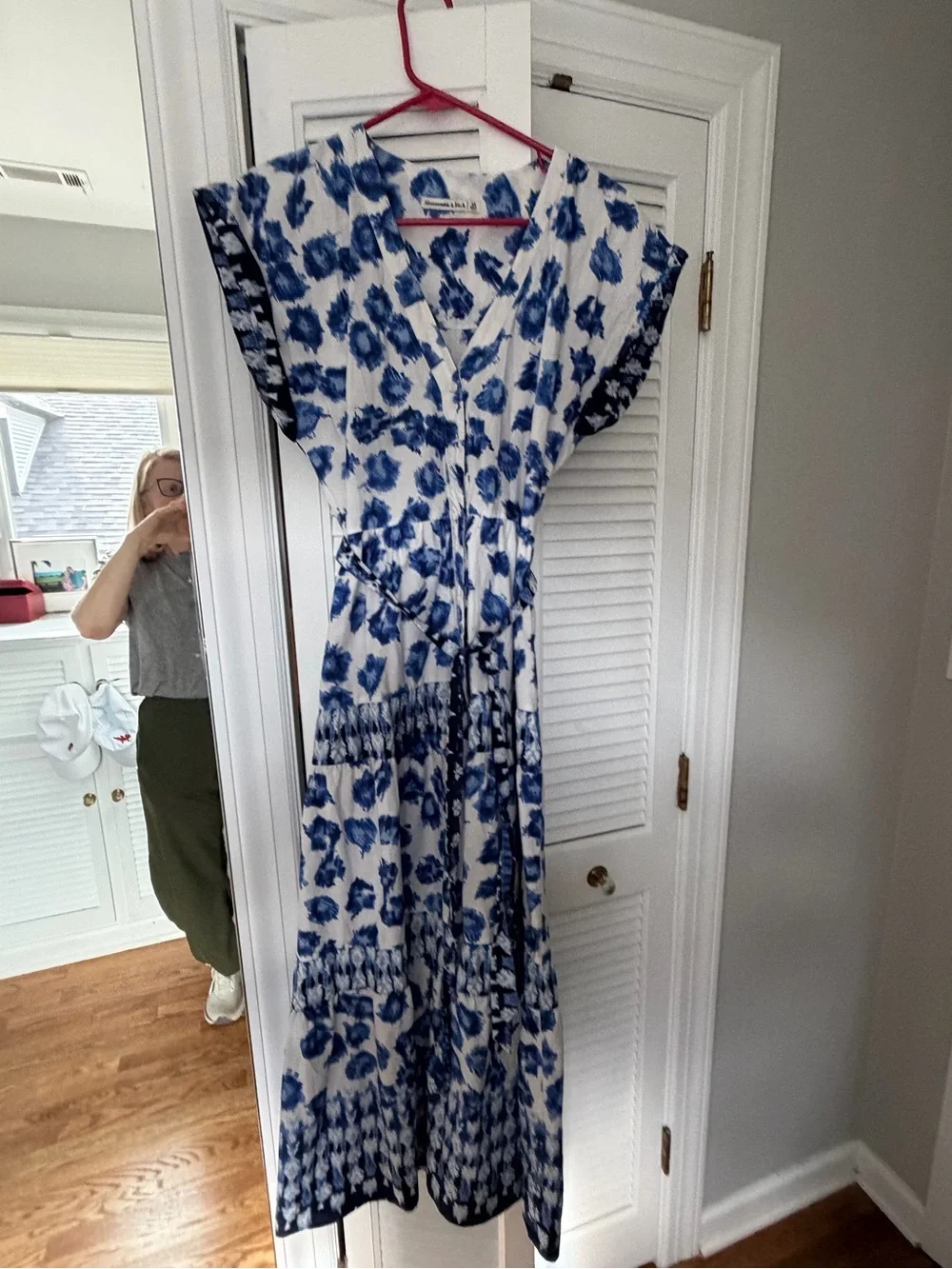 Abercrombie & Fitch Blue White Floral Tiered Maxi Dress XS
